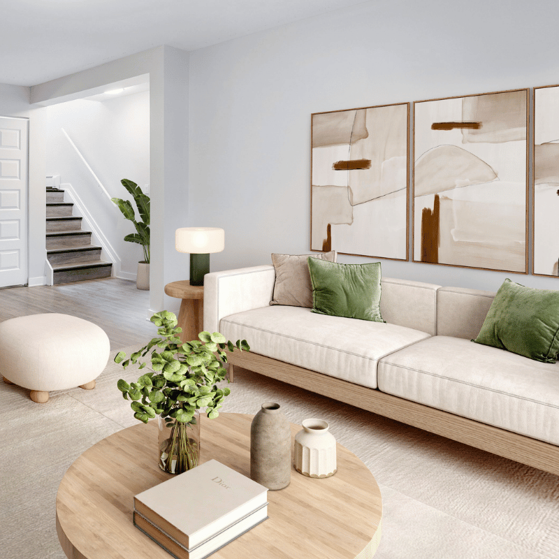 Virtually staged living room at Navaho Walk-ups